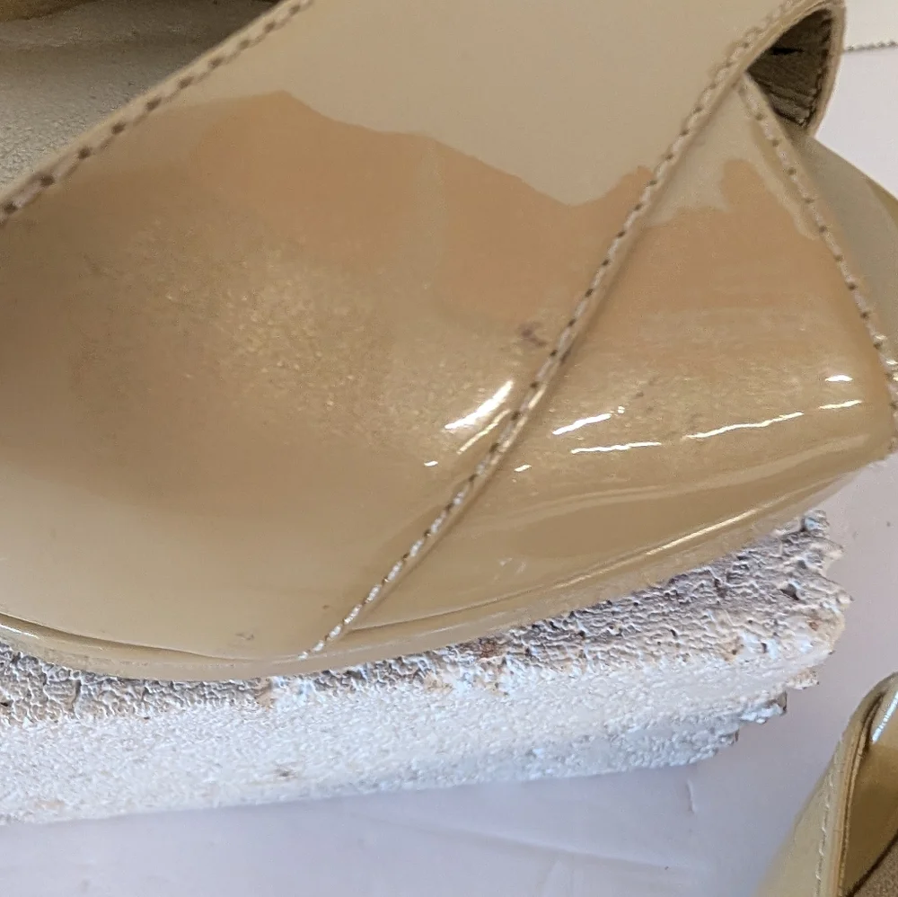Talbots Shoes Cream Peep Toe Slight Platefom 5 Inches Heels 7W